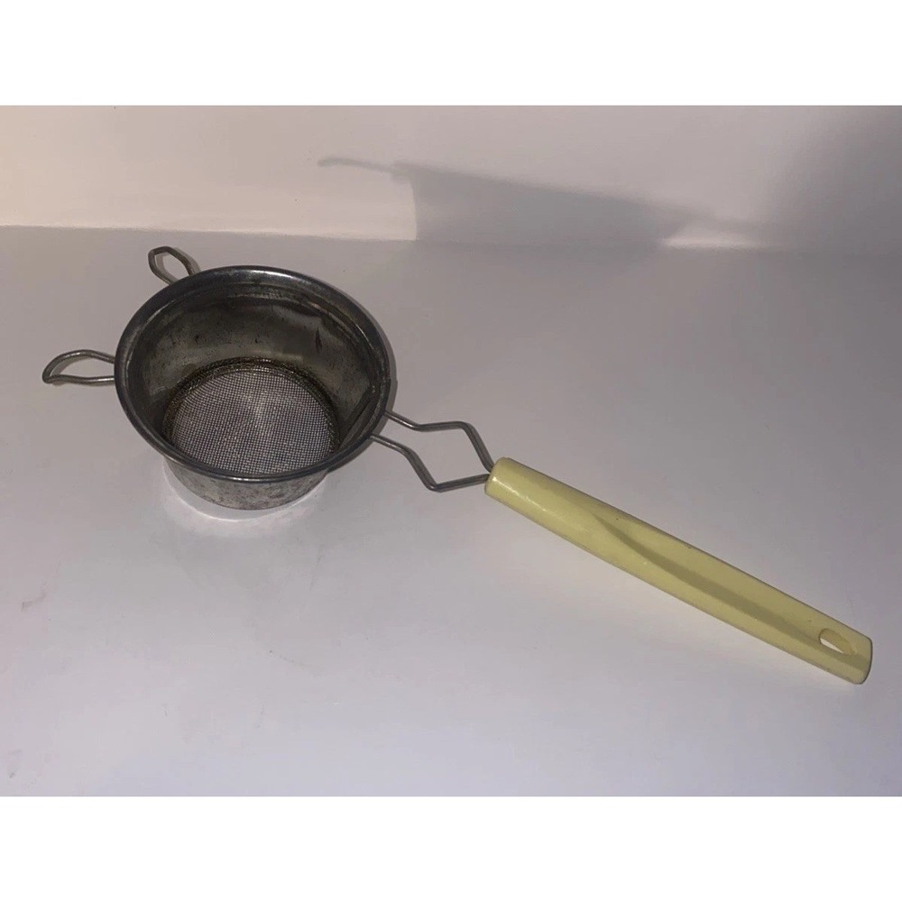 Vintage Mini Strainer Yellow Handle